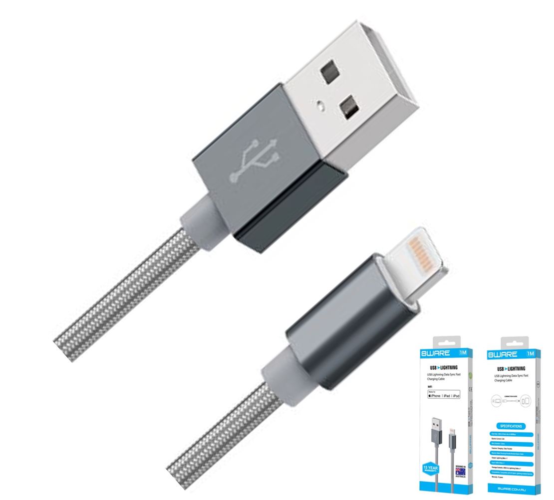 8Ware Premium 2m Apple Certified USB Lightning Data Sync Fast Charging Cable for iPhone X XS XR Max 8 7 6 iPad Air Mini iPod Retail Pack ~CB8W-IPHR1