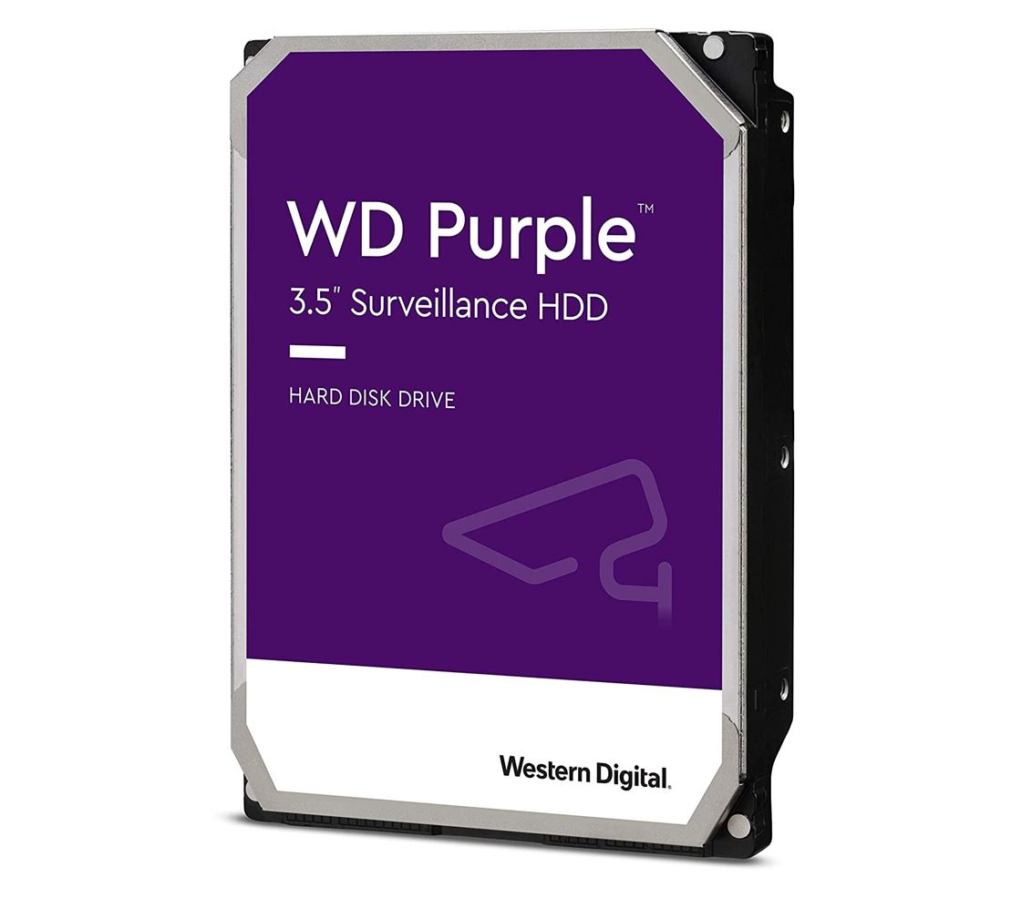 Western Digital WD Purple 1TB 3.5' Surveillance HDD 5400RPM 64MB SATA3 110MB/s 180TBW 24x7 64 Cameras AV NVR DVR 1.5mil MTBF 3yrs