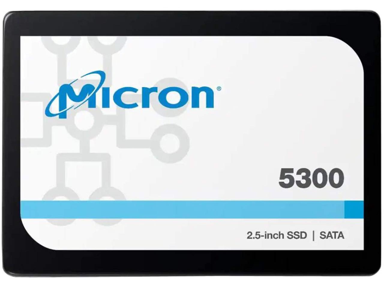 Micron 5300 PRO 960GB 2.5' SATA SSD 540R/520W MB/s 95K/35K IOPS 2628TBW AES 256-bit encryption Server Data Centre 3 Mil hrs 96-Layer TLC NAND 5yrs