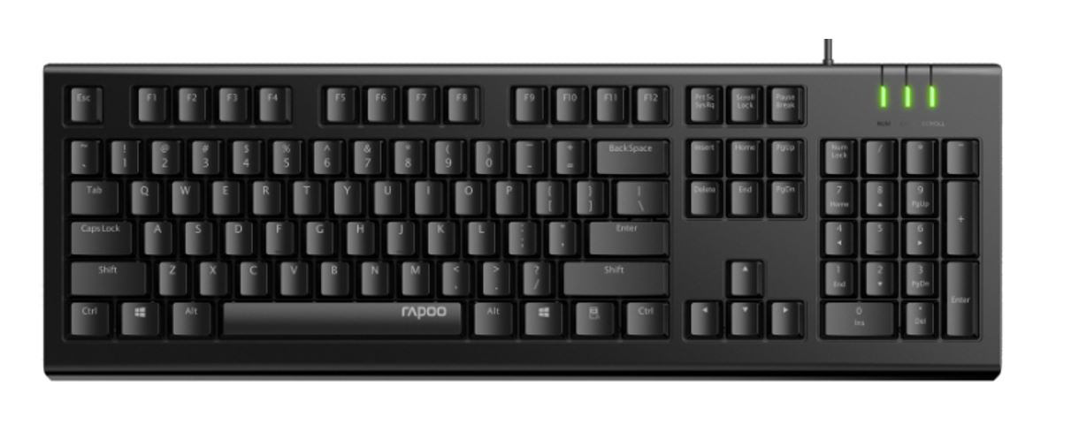 RAPOO NK1800 Wired Keyboard, Entry Level, Laser Carved Keycap, Spill-Resistant, Multimedia Hotkeys ~ KBLT-K120