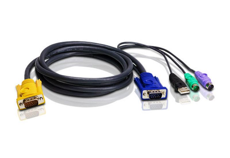 Aten KVM Cable 1.8m with USB & PS/2 to 3in1 SPHD