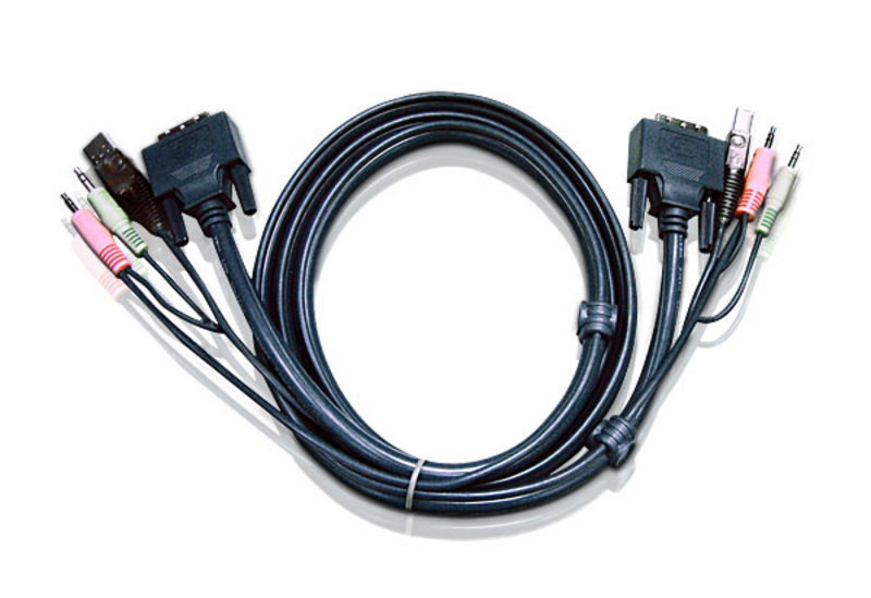 Aten KVM Cable 1.8m with DVI-D (Single Link) USB & Audio to DVI-D (Single Link), USB & Audio