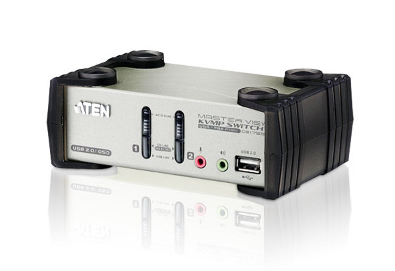 Aten Desktop KVMP Switch 2 Port Single Display VGA w/ audio & OSD, 2x Custom KVM Cables Included, 2x USB Port, Selection Via Front Panel