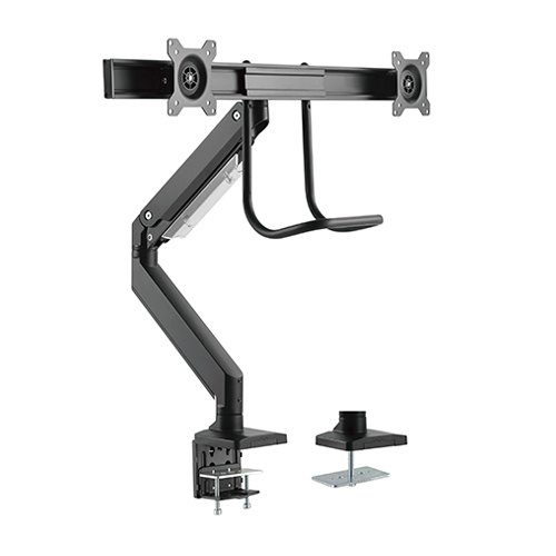 Brateck Dual Monitors Aluminum Heavy-Duty Gas Spring Monitor Arm with Handle Fit Most 17‘-32’ Monitors Up to 8kg per screen VESA 75x75/100x100