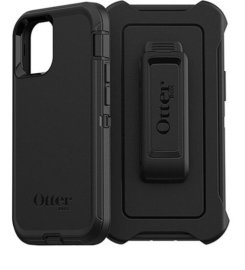 Otterbox Apple iPhone 12 and iPhone 12 Pro Defender Series Case - Black (77-65401), Wireless Charging Compatible, Port Protection, Holster/Kickstand