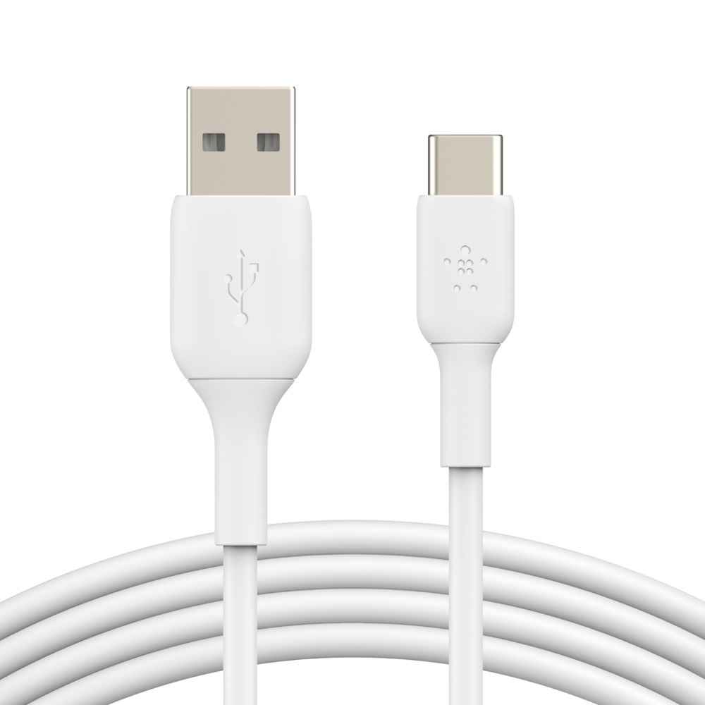 Belkin BOOST↑CHARGE™ USB-C to USB-A Cable (2m / 6.6ft) - White (CAB001bt2MWH), Durability tested to survive 8K+ bends, USB-IF certified, Stay charged