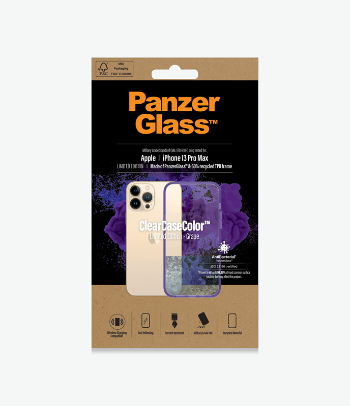 PanzerGlass™ ClearCaseColor™ Apple iPhone 13 Pro Max - Grape Limited Edition (0342), Scratch resistance, Anti-Yellowing, Full access to all functions