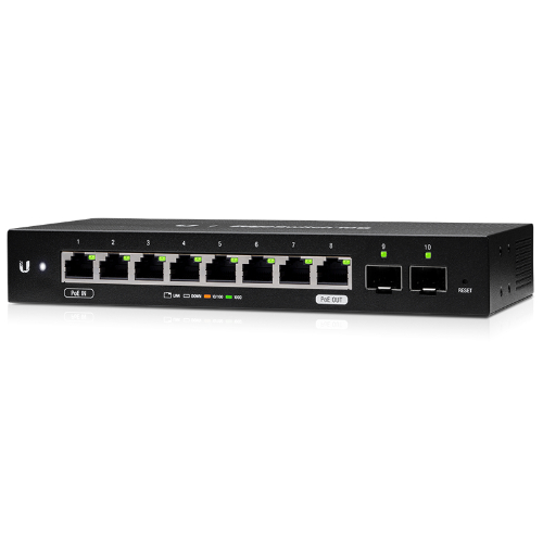 Ubiquiti Edgeswitch 10X - 8-Port Gigabit Switch, 2 SFP Ports- 24v Passive PoE In and Out (Limited) - 20Gbps Switching Capacity