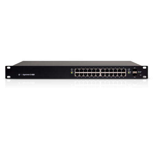 Ubiquiti EdgeSwitch 24 - 24-Port Managed PoE+ Gigabit Switch, 2 SFP, 500W Total Power Output - Supports PoE+ and 24v Passive