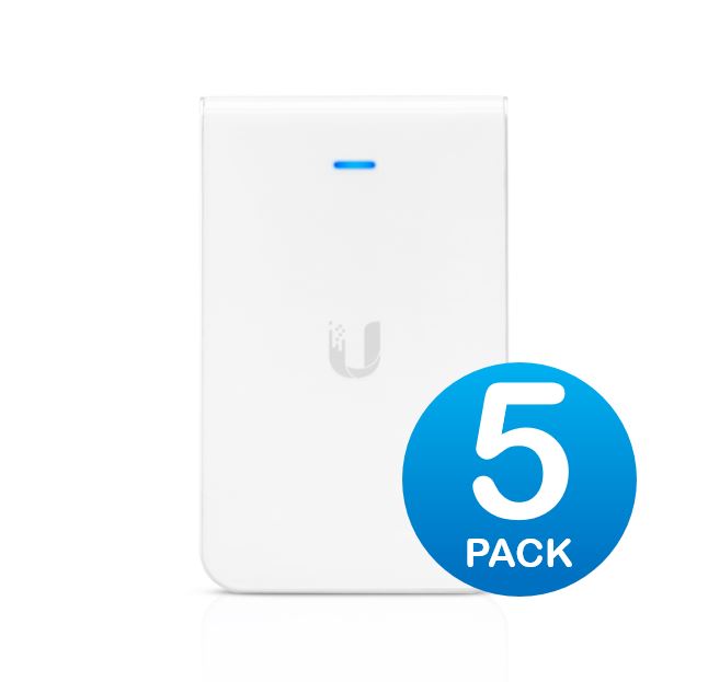 Ubiquiti UniFi AC In-Wall 802.11ac Access Point 5 Pack w/ Ethernet Ports, 2.4GHz @ 300Mbps, 5GHz @ 867Mbps, 1167Mbps Total, Range Up To 100m