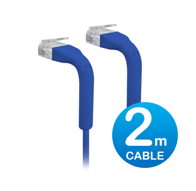 UniFi Patch Cable 2m Blue, Both End Bendable to 90 Degree, RJ45 Ethernet Cable, Cat6, Ultra-Thin 3mm Diameter U-Cable-Patch-2M-RJ45-BL