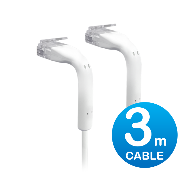 UniFi Patch Cable 3m White, Both End Bendable to 90 Degree, RJ45 Ethernet Cable, Cat6, Ultra-Thin 3mm Diameter U-Cable-Patch-3M-RJ45