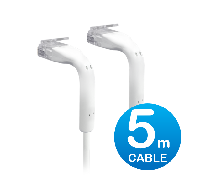 UniFi Patch Cable 5m White, Both End Bendable to 90 Degree, RJ45 Ethernet Cable, Cat6, Ultra-Thin 3mm Diameter U-Cable-Patch-5M-RJ45