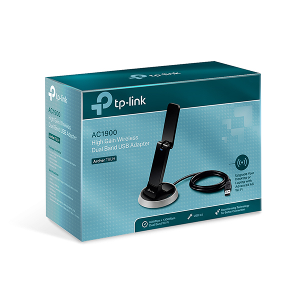 TP-Link Archer T9UH AC1900 High Gain Wireless Dual Band USB Network Adapter 1900Mbps (600Mpbs @ 2.4GHz & 1300Mbps @ 5GHz) USB3.0 Omni Directional Ant.