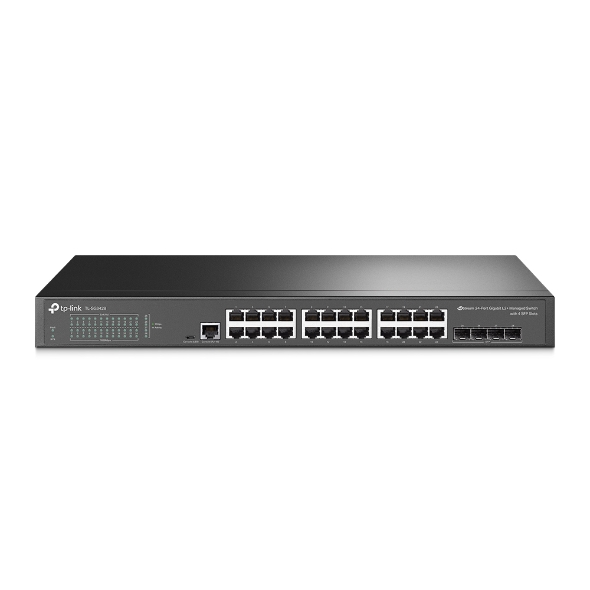 TP-Link TL-SG3428 JetStream 24-Port Gigabit L2 Managed Switch with 4 SFP Slots IGMP Snooping QoS Rack Mountable Fanless, Support Omada Controller