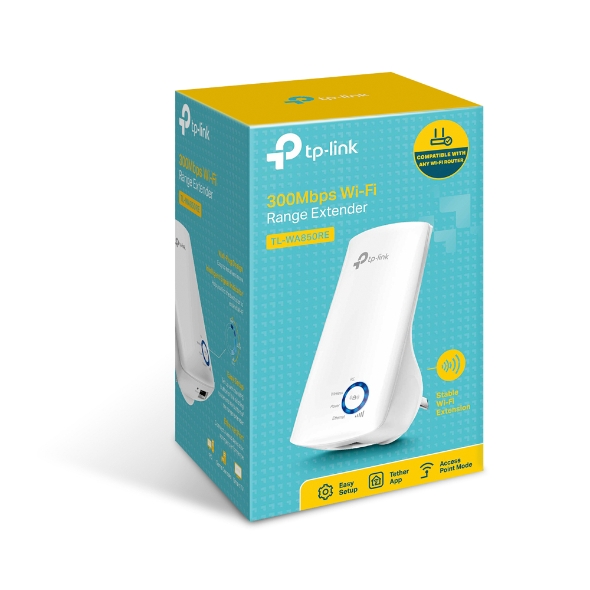 TP-Link TL-WA850RE N300 WiFi Range Extender 2.4GHz (300Mbps) 1x100Mbps LAN 802.11bgn 2x OnBoard antennas Mini size wall-mounted (~TL-WA830RE)