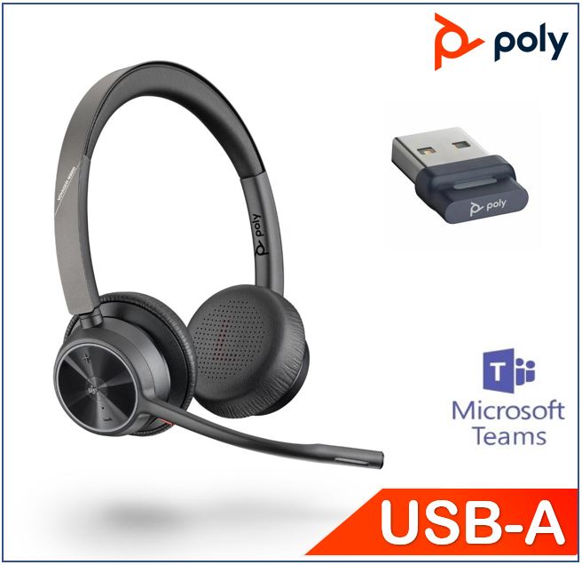 *PROMO* -Plantronics/Poly Voyager 4320 UC Headset with usb-A dongle,Teams certified, Monaural, Wireless,  Noise canceling boom, Acoustice Fence, Soun