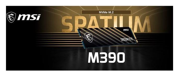 MSI SPATIUM M390 NVMe M.2 SSD 2TB, 3300 MB/s Read, 3000 MB/s Write, PCI-E 3.0, 1200 TBW, 5 Year Warranty