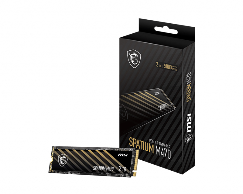 MSI 2TB M470 PCIe 4.0 NVMe M.2 SSD, 5000/4400 MB/s Read/Write, PCI-E NVMe 1.3, 3300 TBW, 5 Year Warranty