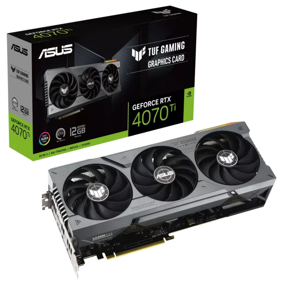 ASUS NVIDIA GeForce TUF-RTX4070TI-12G-GAMING RTX 4070 Ti 12GB GDDR6X With DLSS 3, Lower Temps, 2610Mhz Boost