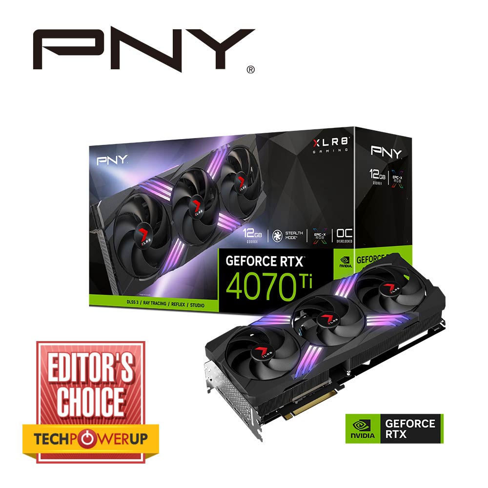 PNY NVIDIA GeForce RTX 4070 Ti 12GB GDDR6X XLR8 Gaming RGB Triple Fan 3x DP 1x HDMI 2.1