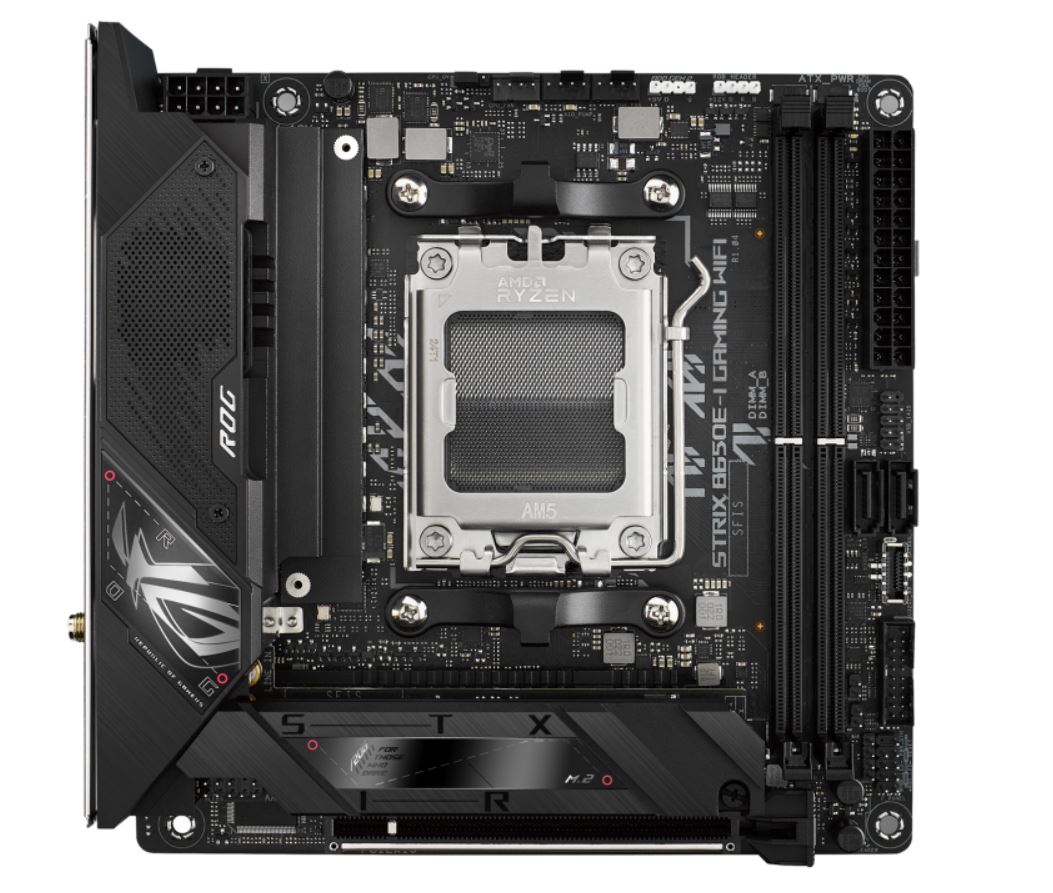 ASUS ROG STRIX B650E-I GAMING WIFI (AM5) Mini-ITX Motherboard  2x DDR5 64GB, 1 x PCIe 5.0 x16, 2 x M.2, 2 x SATA,Wi-Fi 6E,2.5Gb Ethernet