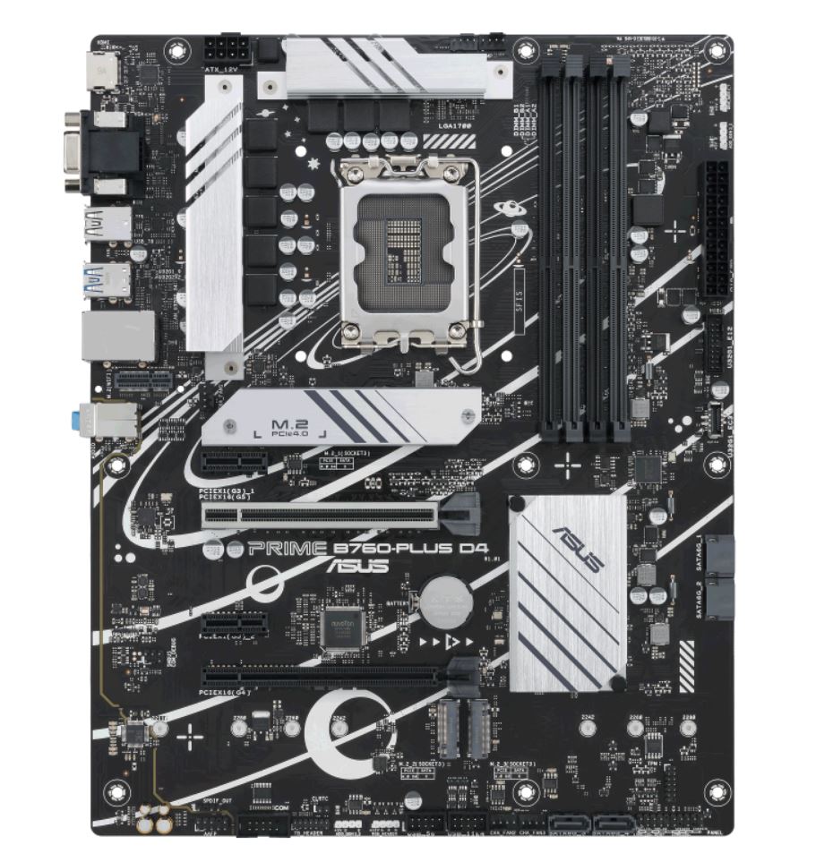 ASUS TUF GAMING B760-PLUS WIFI D4 LGA 1700 ATX Motherboard 128GB,4xDDR4,1xPCIe 5.0 x16, 3xM.2,4 xSATA,1xHDMI,1xDP,1xVGA.2.5Gb Ethernet