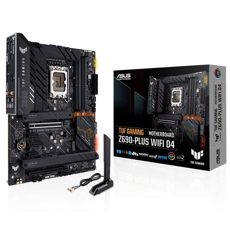 ASUS TUF GAMING Z690-PLUS WIFI D4 Intel LGA 1700 ATX Motherboard DDR4, PCIe 5.0, 4xM.2, WiFi 6, 2.5 Gb Ethernet, HDMI DP USB-C Thunderbolt 4 RGB WIFI6